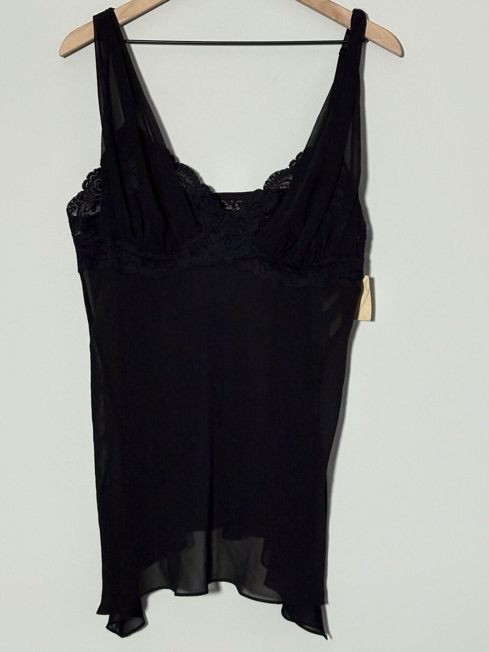 Valerie Stevens Black Lingerie Nightie Size Large Lace Sheer Teddy Sexy New